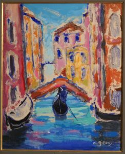 Superb impressionistic fauvism French painting, "Venice", by Antoine Giroux ( 1955-.). Highly listed.