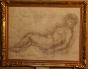 Great " Female Nude Study" drawing by Emmanuel Mané-Katz ( 1894-1962), signed. Strong provenance.