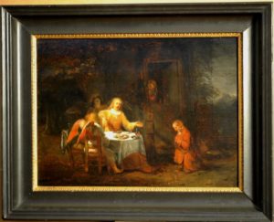 Dutch 17th painting 1640 " Abraham and the angels". Attrib. to Claes Moeyaert ( 1592-1655)