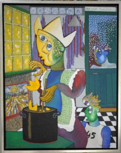 Modern Dutch painting by Henk Klinkhamer ( 1952-). " Tulip Soup".