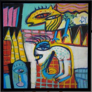 Modern Dutch painting by Henk Vierveijzer ( 1950-). Cobra.