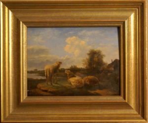 17th Century Dutch painting. Sheep in landscape.