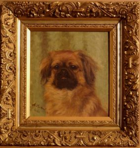 A Leotard. A Pekingese Dog portrait painting. 1908.