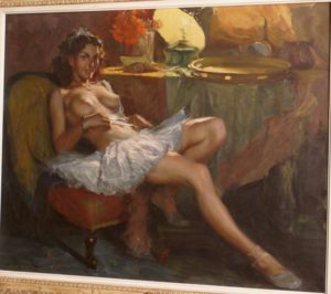 D.T. Richard. Girl posing portrait painting.
